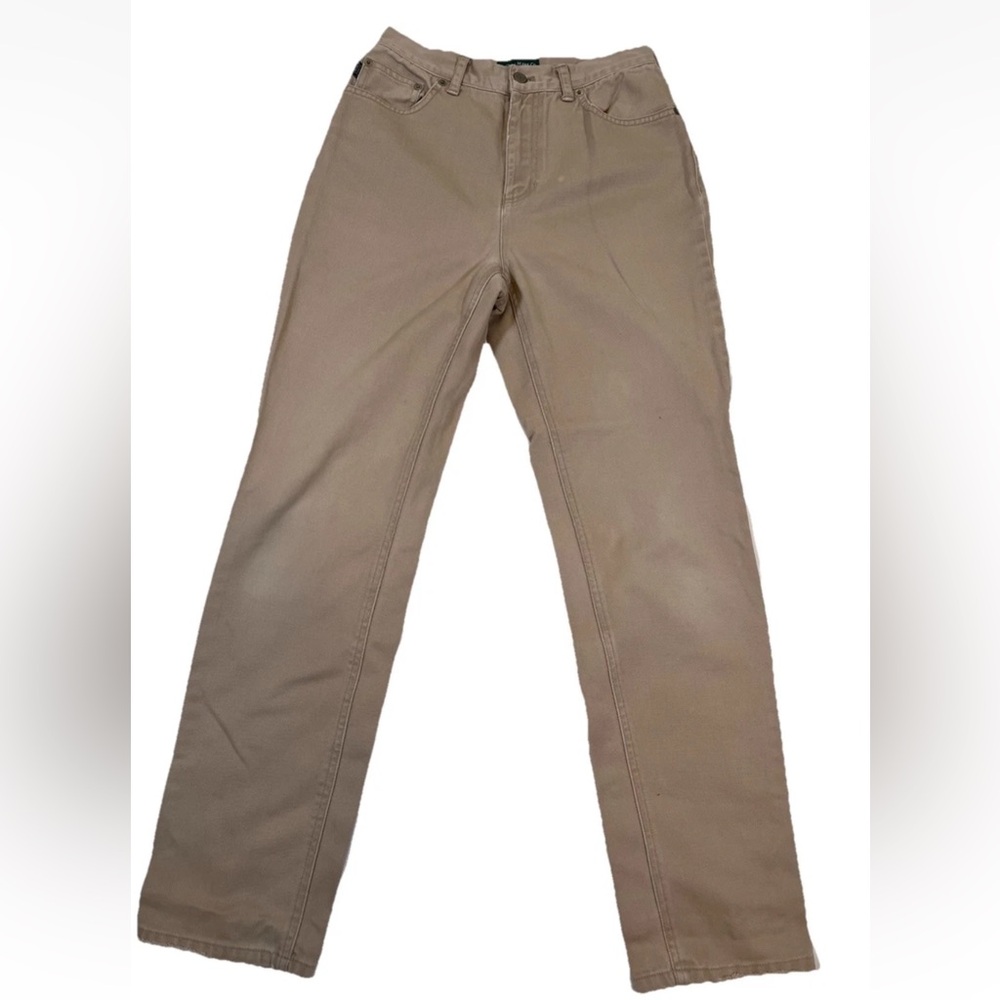 Lauren Jeans‎ Co. Vintage Women Size 2 Khaki Tan Straight Leg High Rise Jeans